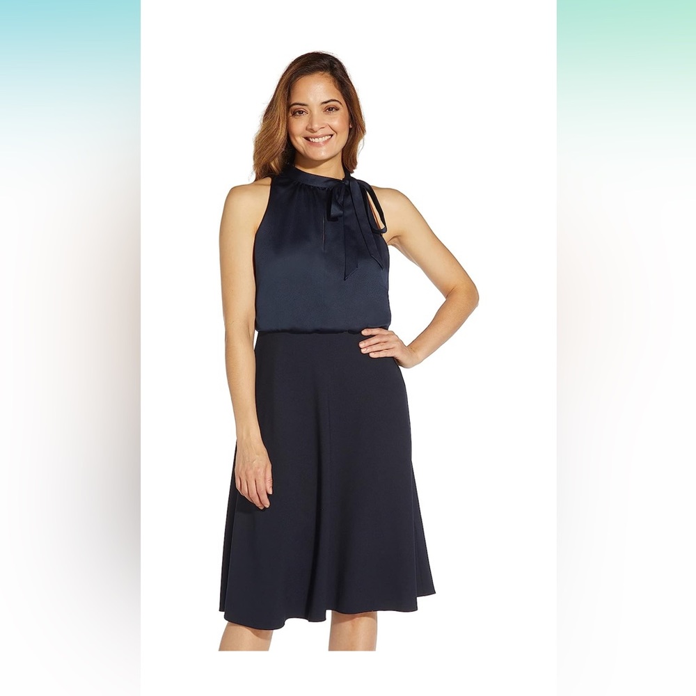 Adrianna Papell Women's Satin Crepe Floral Bias Dress
